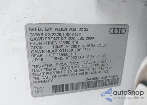 2023 Audi Q3 Premium Plus 45 Tfsi S Line Quattro Tiptronic z USA, uszkodzony, nr VIN WA1EECF3XP1102608